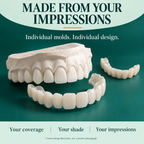 Original concept illustration of removable veneer shells and an individual dental cast